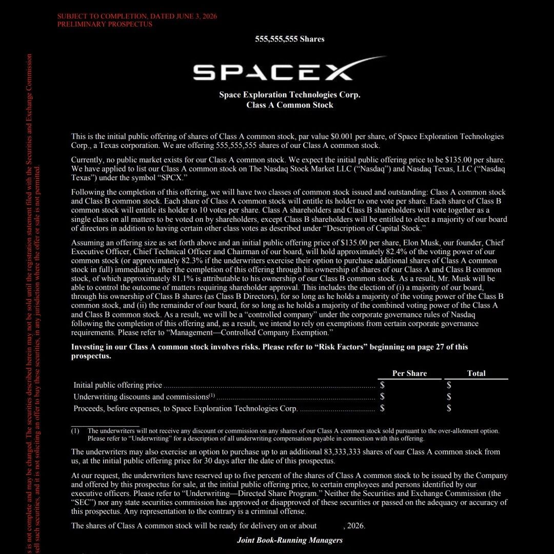 马斯克 SpaceX IPO:禁止中国投资者参与